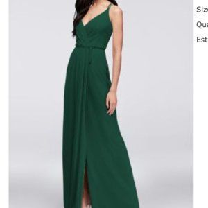 David's Bridal Double-Strap Long Georgette Bridesmaid Wrap Dress